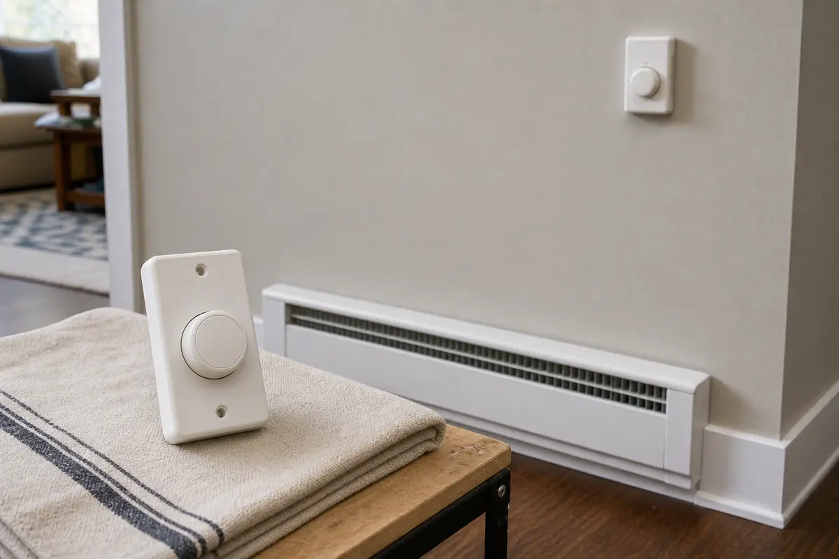 Electric heater thermostat shown in the repair area for electric heater clicking noise