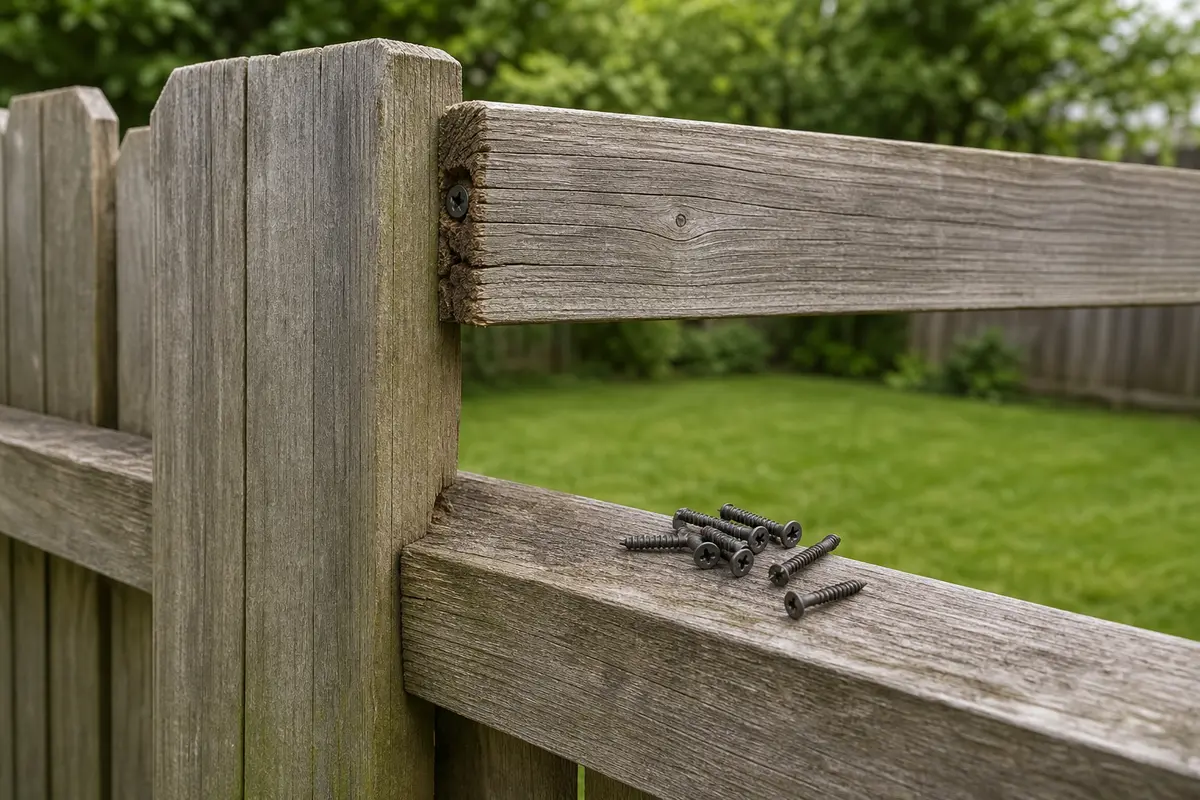 Fence fasteners for a confirmed loose rail or panel connection