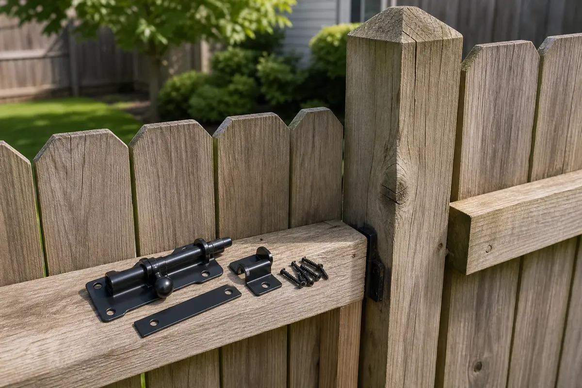 Fence gate latch kit for a confirmed loose gate-side fence issue