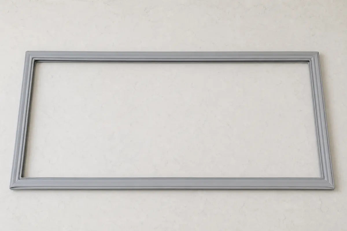 Complete magnetic freezer door gasket showing molded corners bellows and retainer profile