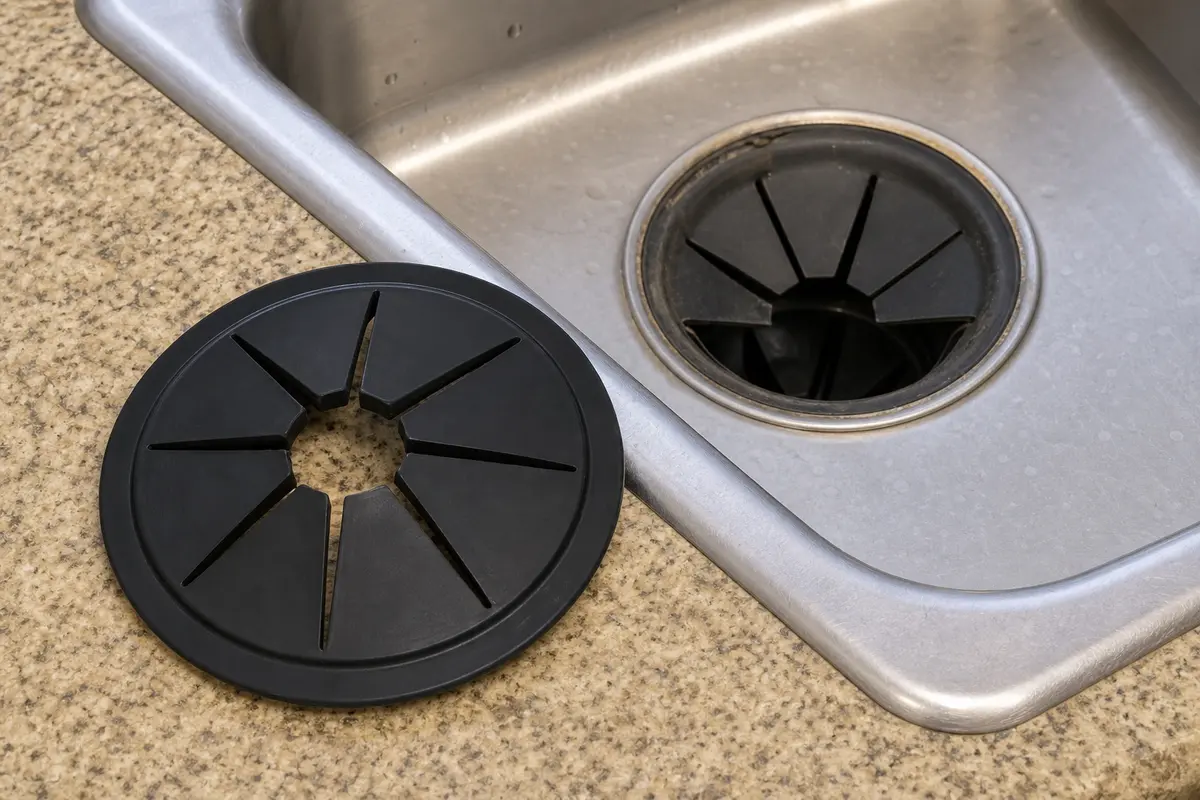 Garbage disposal splash guard replacement beside sink flange