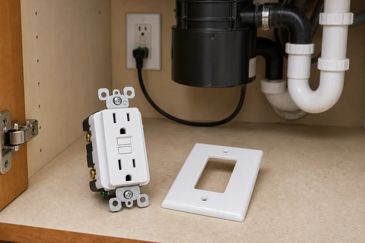 GFCI receptacle for confirmed under sink electrical repair