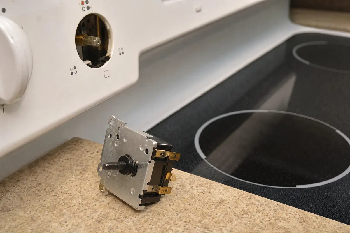 Range burner switch shown in the repair area for ge profile stove burner not heating