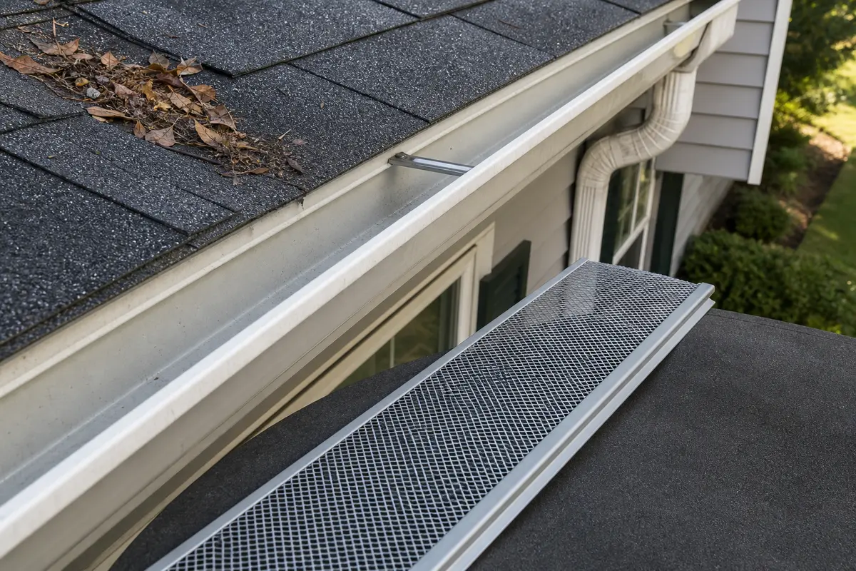 Gutter guard panels for a recurring leaf buildup section after flow is restored