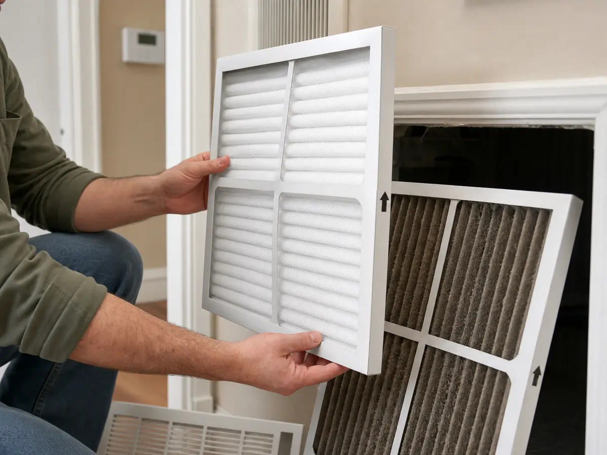 Replacement heat pump air filter matched by size and airflow direction