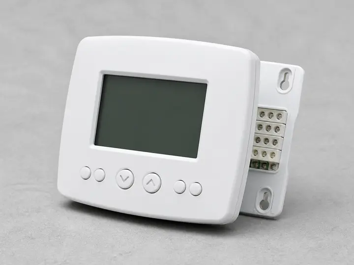 Programmable heat pump thermostat with blank screen