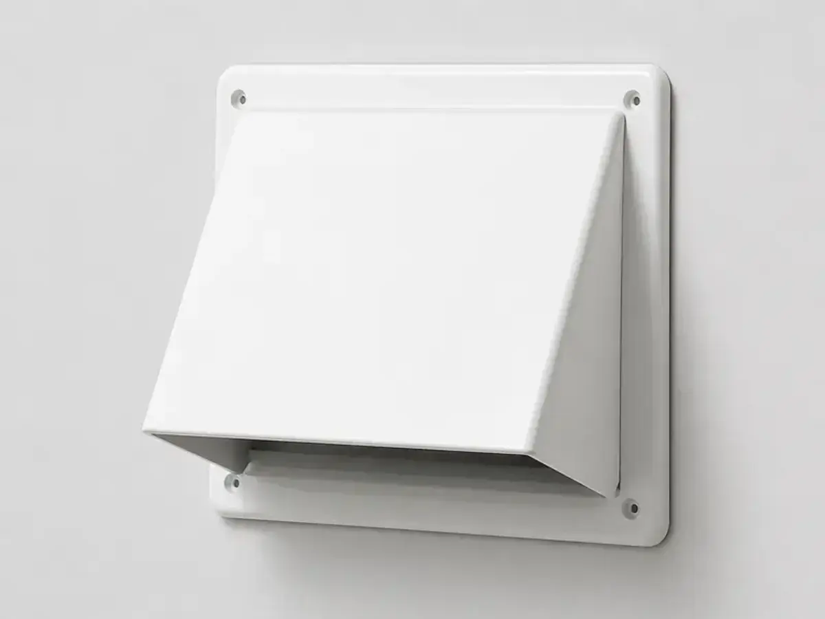 Replacement bathroom exhaust vent cover with flap for an exterior wall