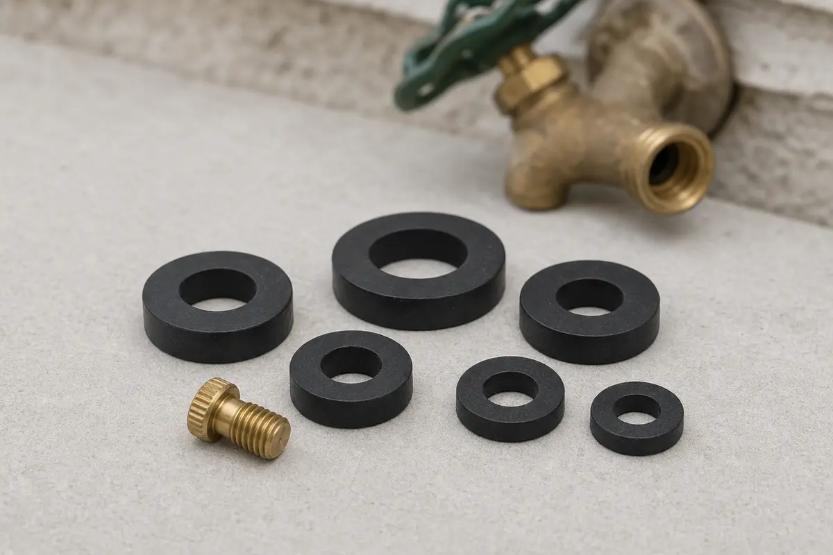 Outdoor faucet flat washer assortment for a hose bib stem