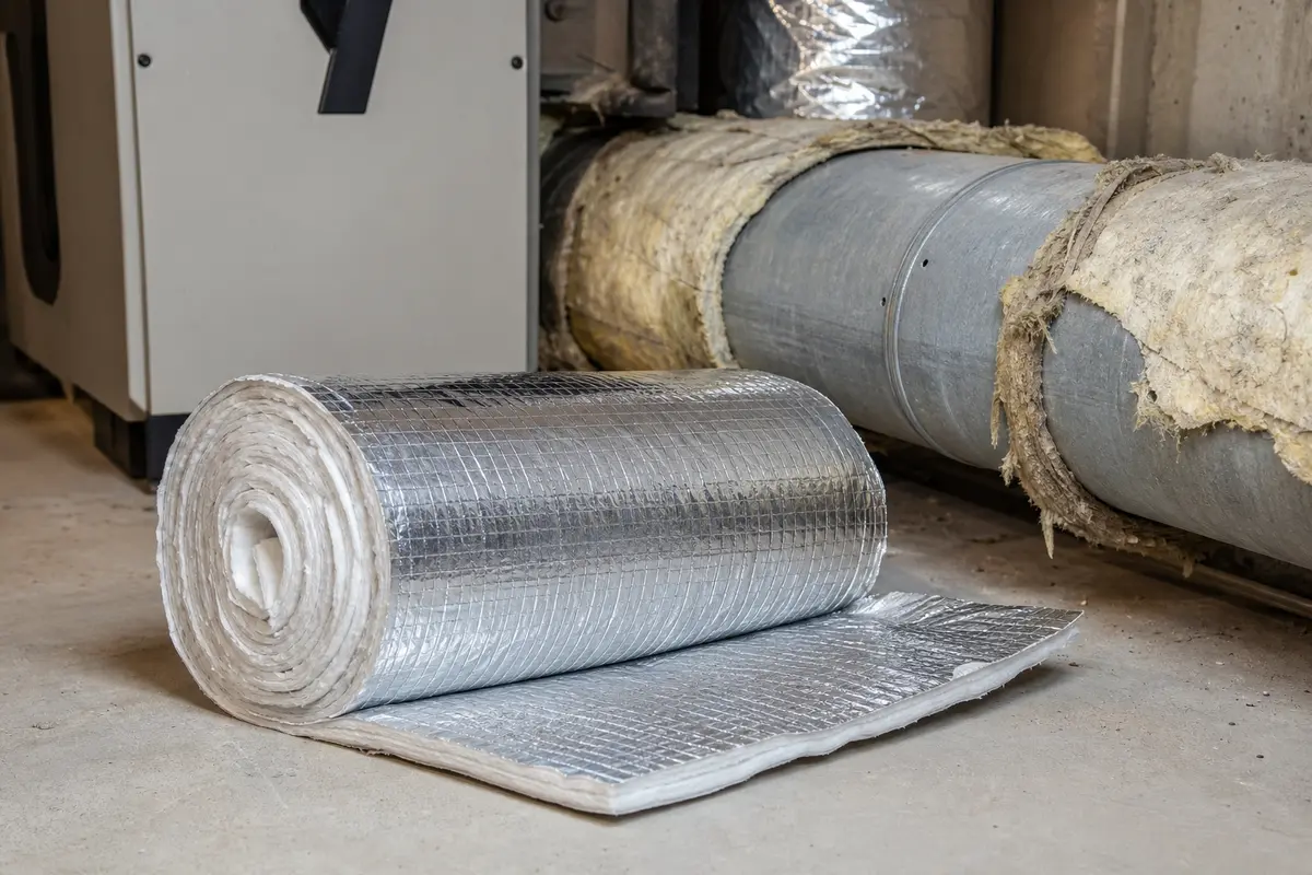 Foil-faced duct insulation wrap for a dry HRV sweating duct repair