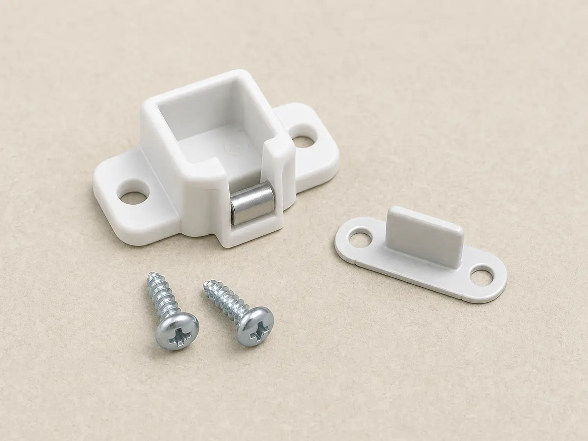 Dryer door catch and strike kit for a loose dryer door