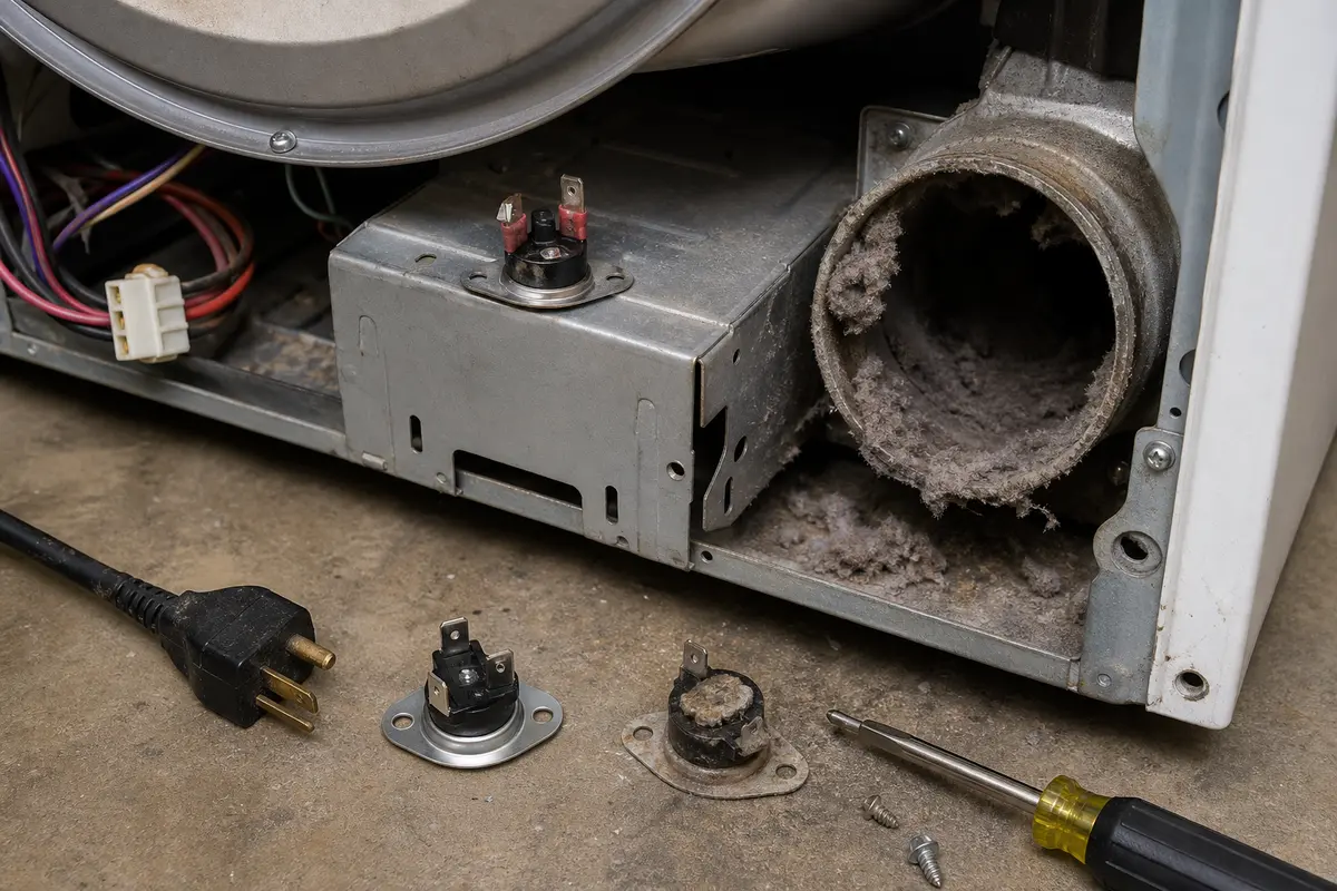 Dryer thermal cutoff replacement after overheating diagnosis