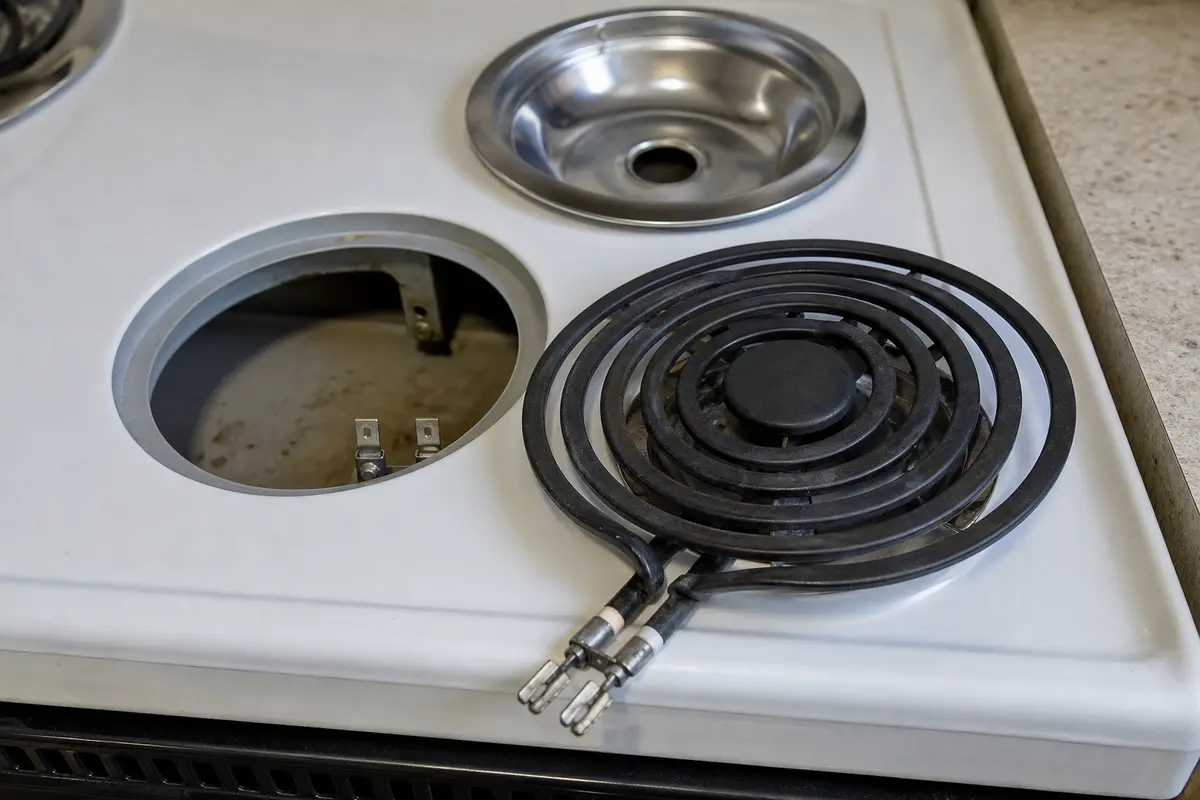 Electric range surface element checked after a burner overheats