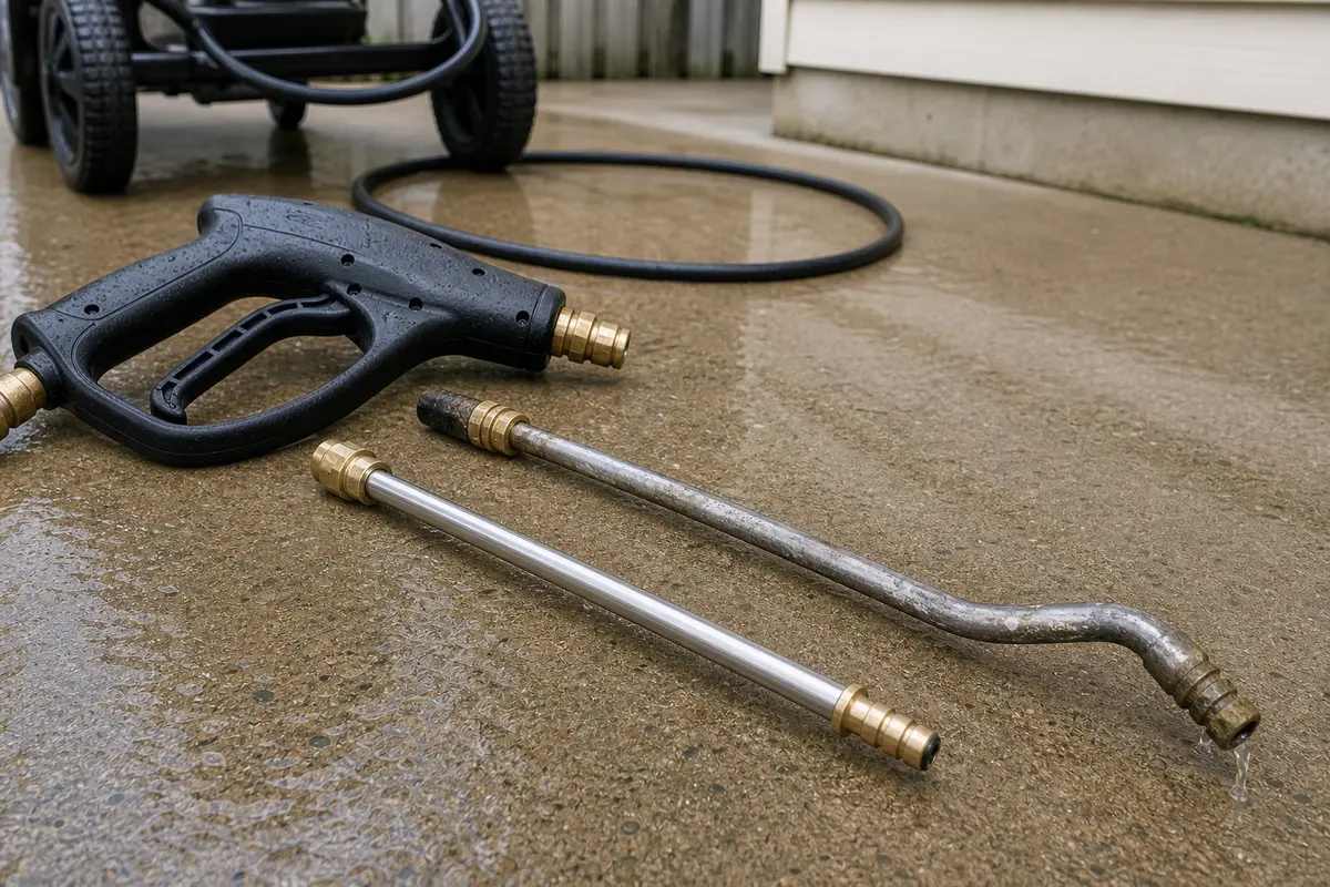 Pressure washer spray wand replacement for a bent blocked or leaking wand end