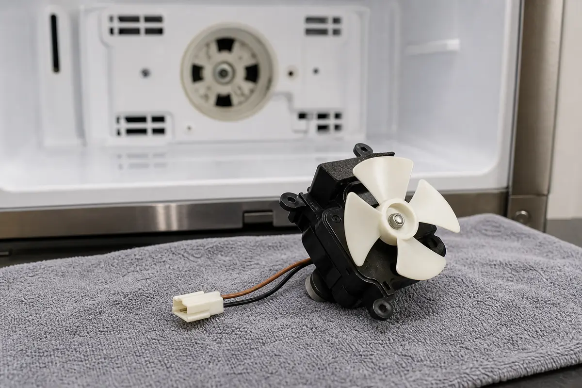 Refrigerator evaporator fan motor replacement part