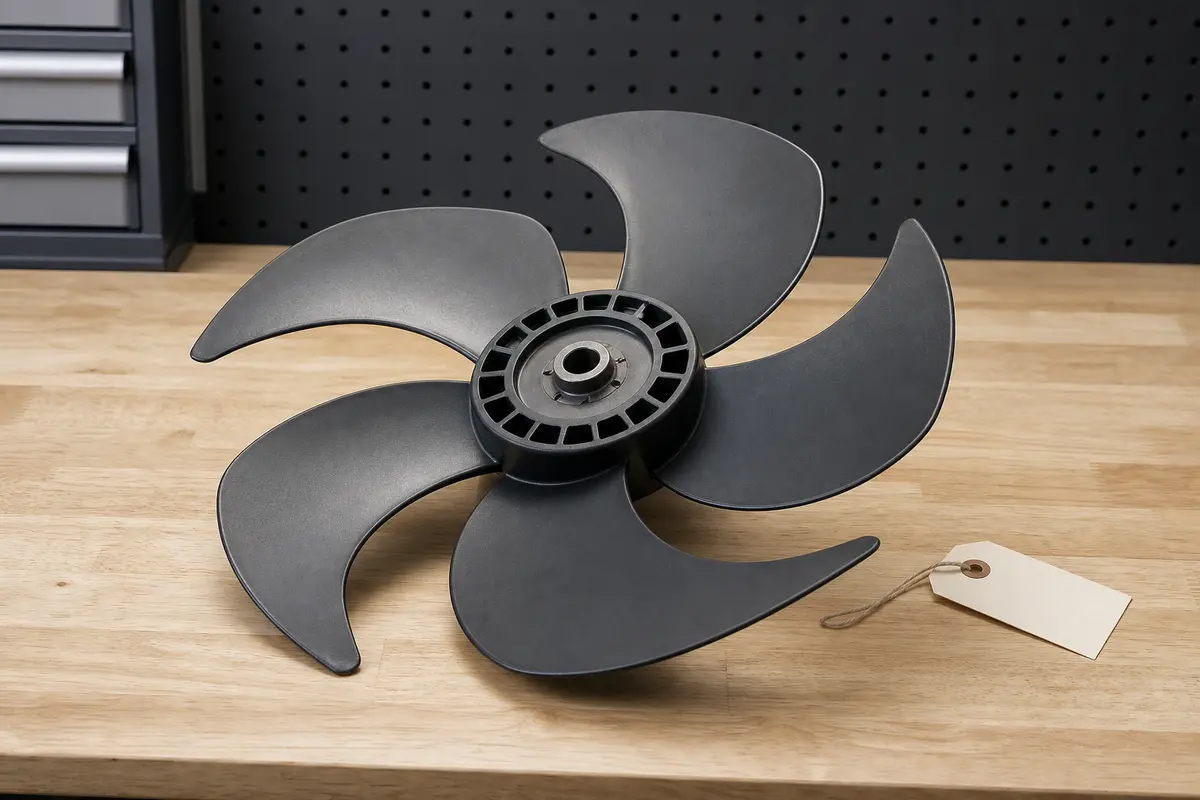 Exact fit outdoor condenser fan blade with hub and generic model tag