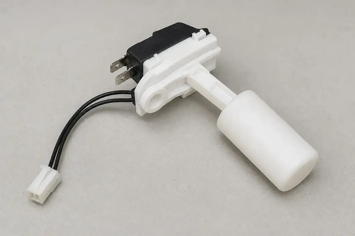 Dehumidifier water level switch for bucket-full troubleshooting after coil freeze-up
