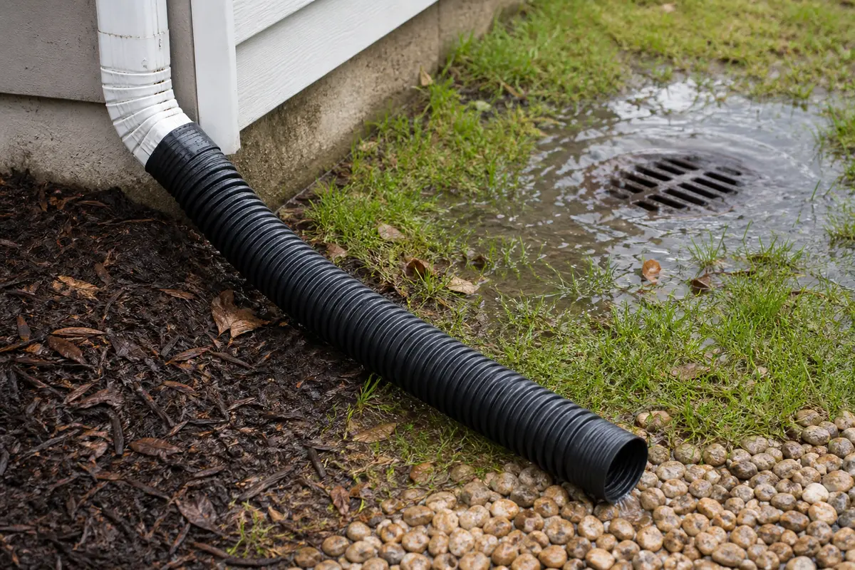Downspout extension for redirecting runoff away from an overloaded yard drain