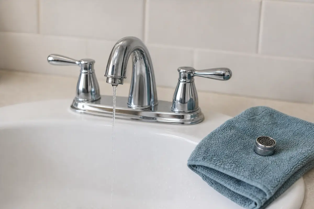 Bathroom sink faucet with weak cold water stream