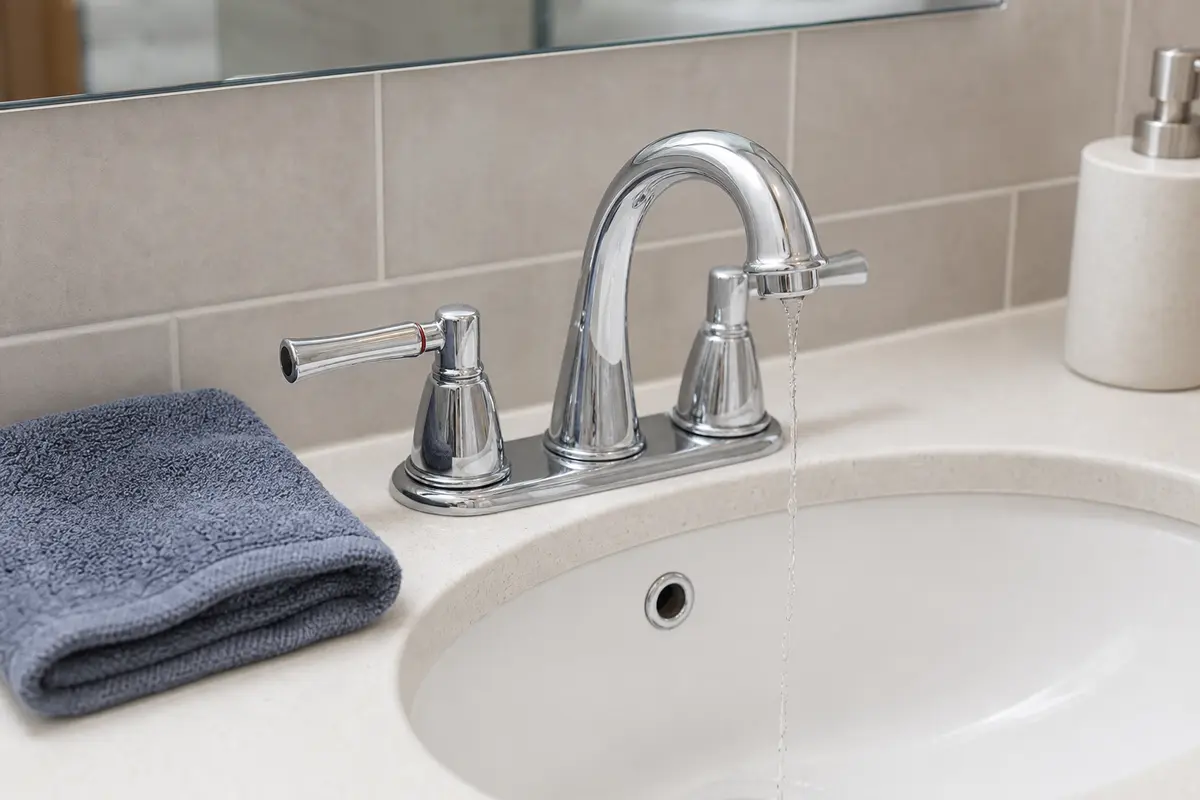 Bathroom sink faucet with weak hot water stream