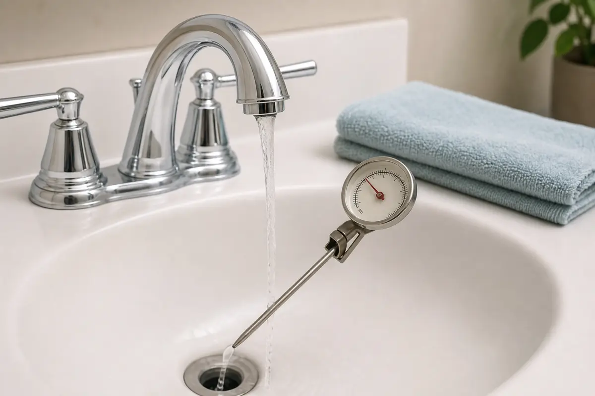 Bathroom sink faucet thermometer testing lukewarm water