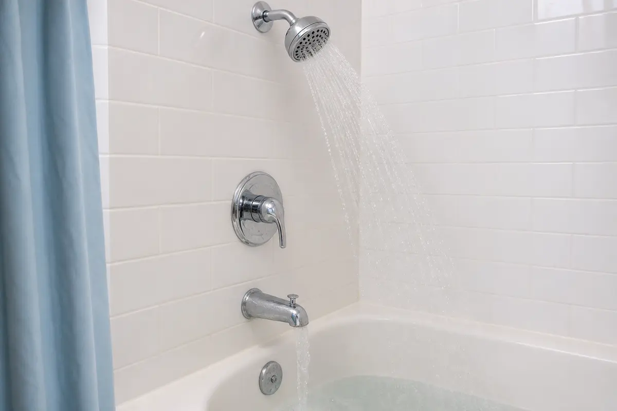 Bathtub shower diverter leak with water from showerhead and tub spout