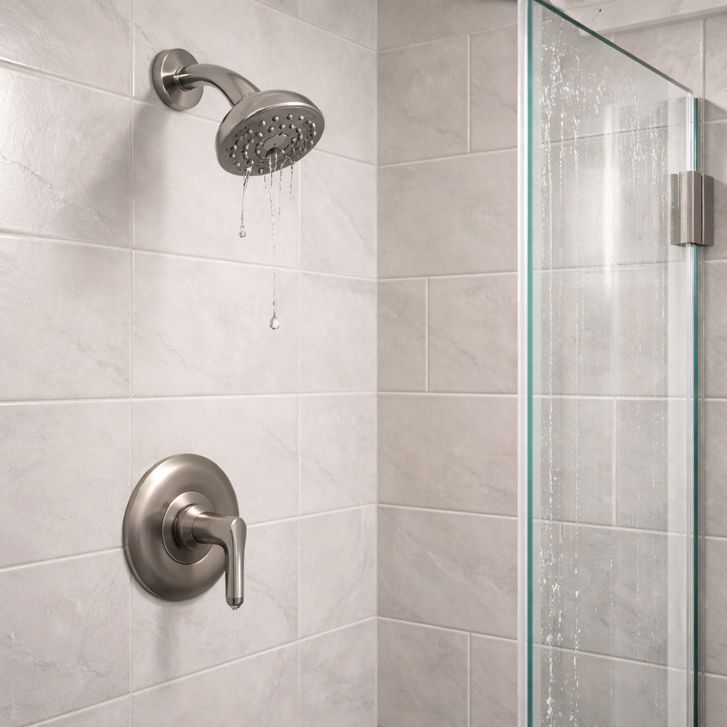 Shower associated with leaking water