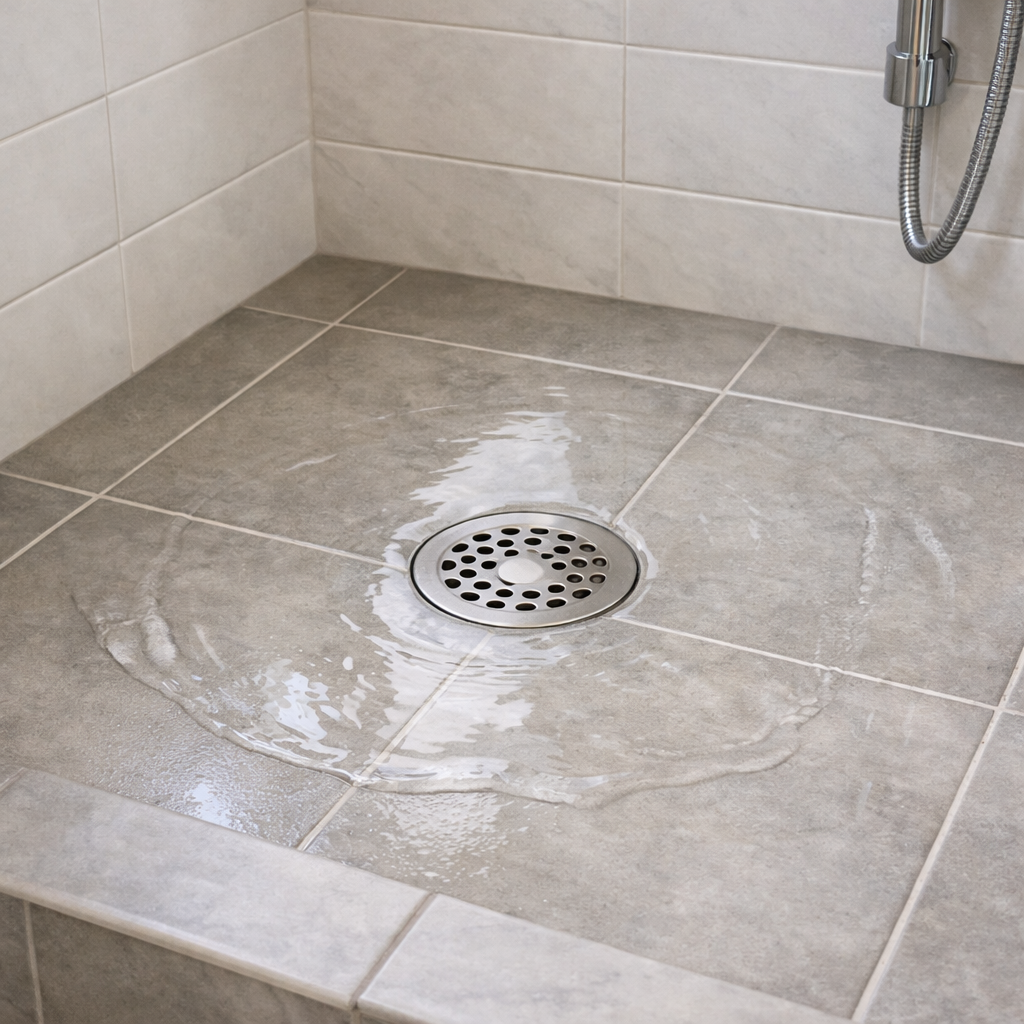 Shower associated with not draining