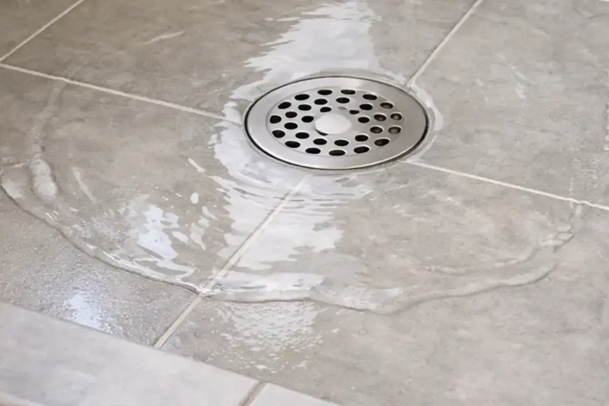 Shower not draining with shallow water spread around the drain grate