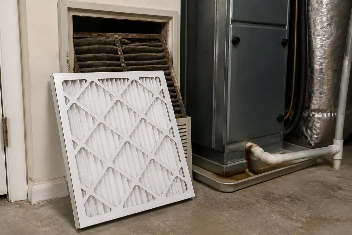 Correct size HVAC filter for ac smells musty