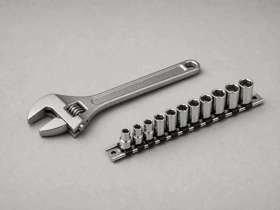 Adjustable wrench or socket set tool