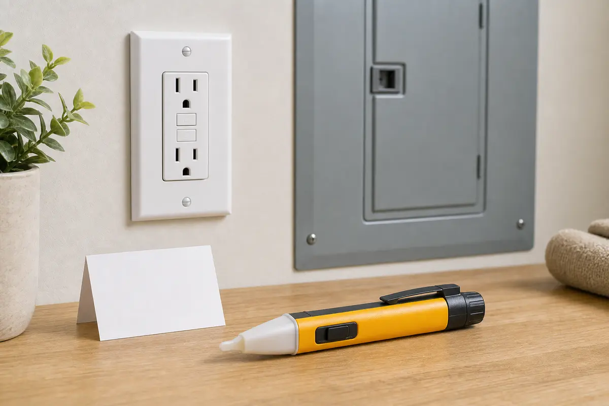Non-contact voltage tester for room-side AFCI circuit checks