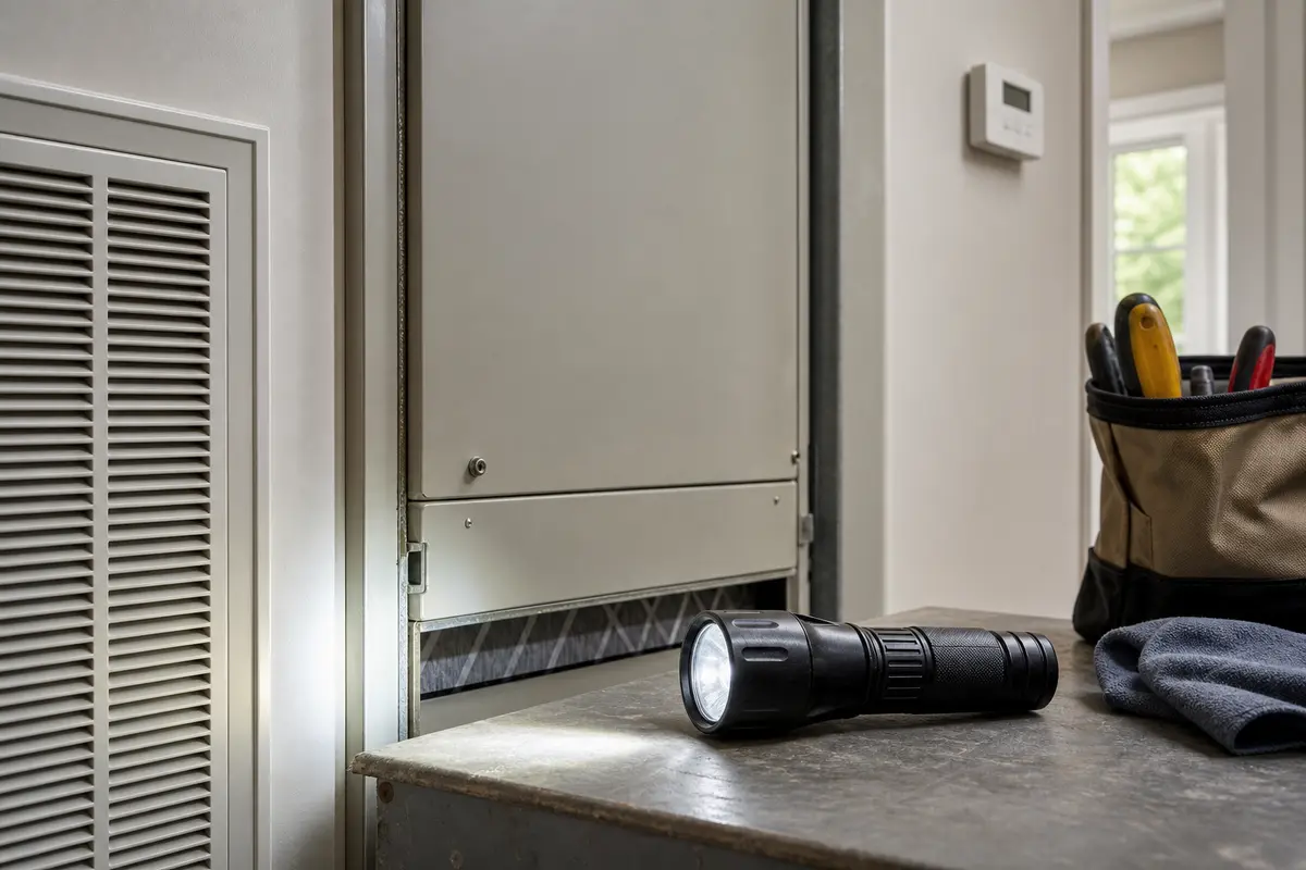 Inspection flashlight for air conditioner blower stays on after cooling cycle