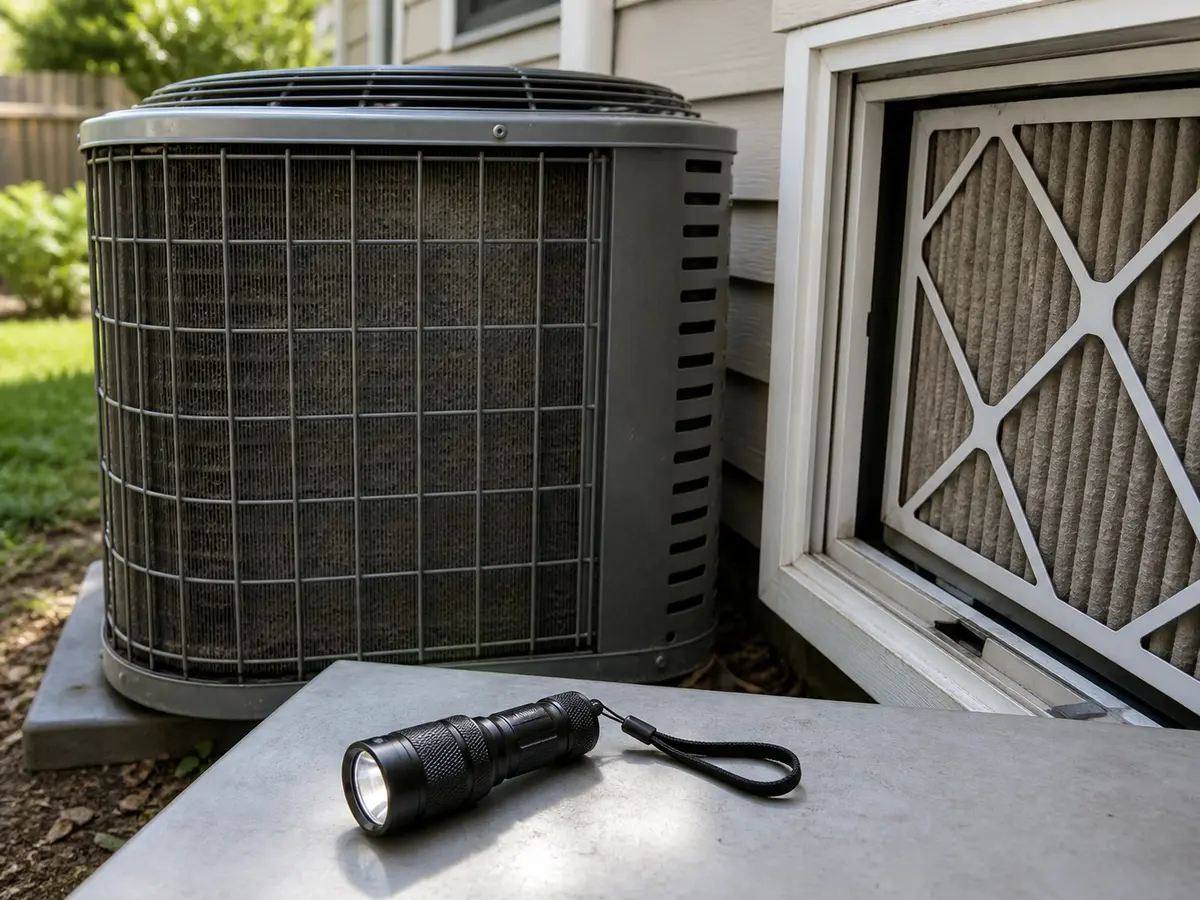 Inspection flashlight for checking why an air conditioner keeps running