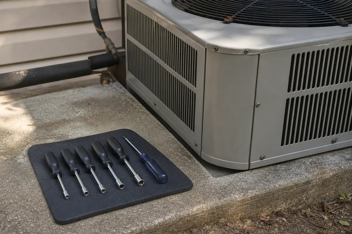 Nut driver set for outdoor AC condenser panel rattling checks