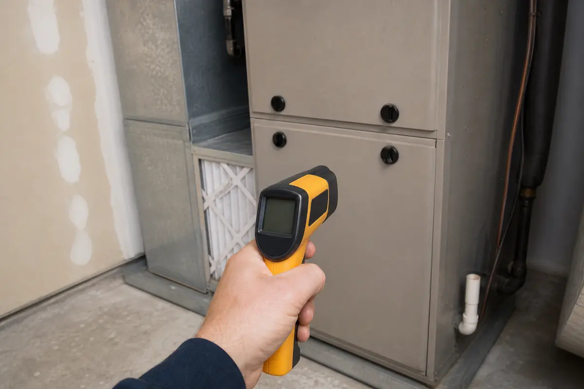 Infrared thermometer for exterior air handler temperature checks