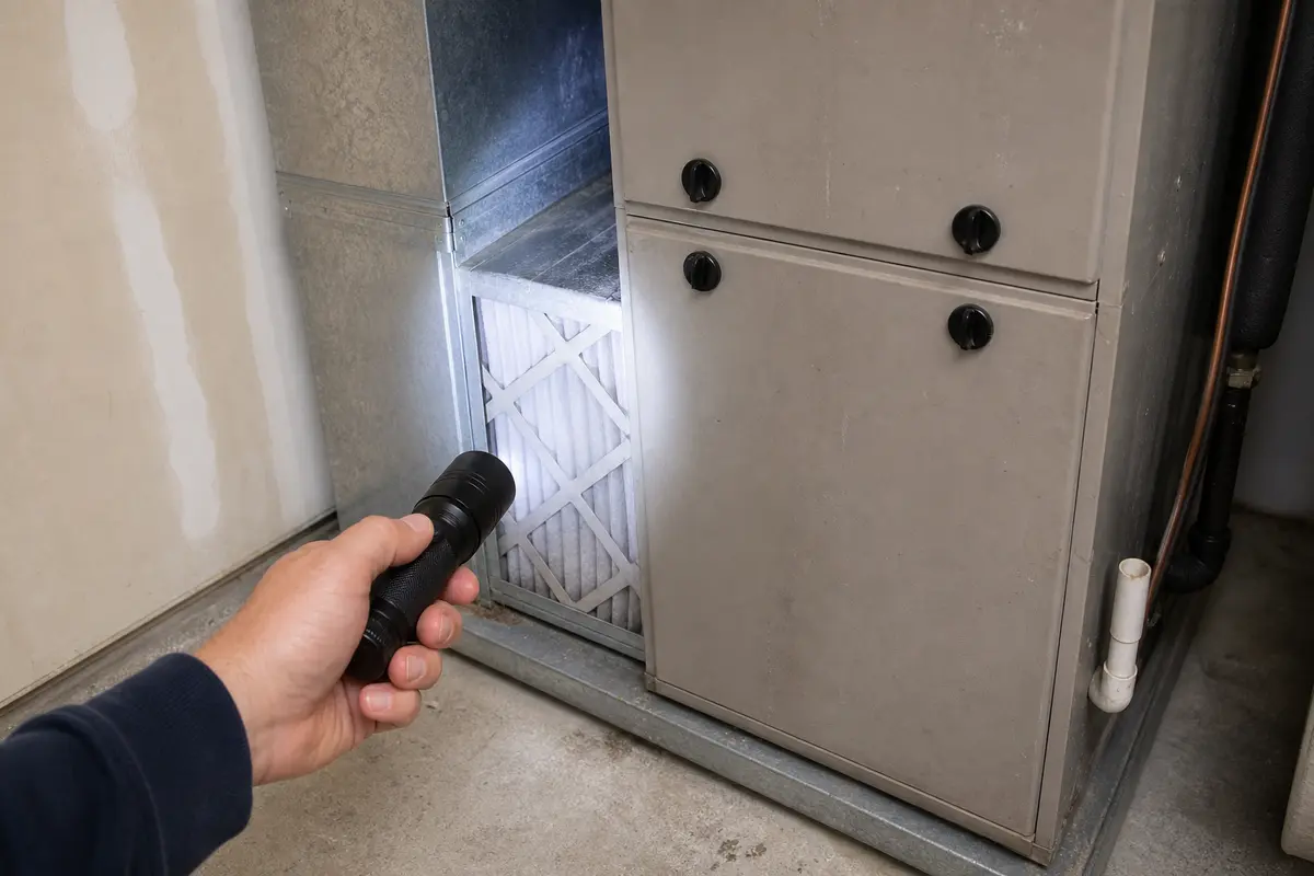 Inspection flashlight for air handler overheating airflow checks