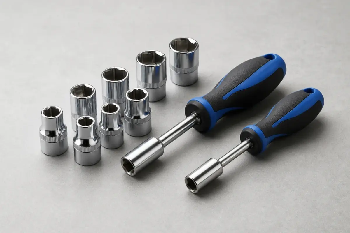 Nut drivers and screwdrivers for attic fan guard and cover fasteners