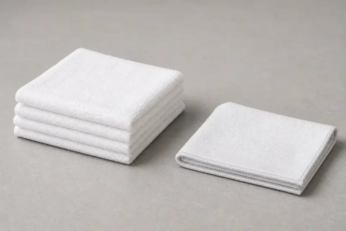 Microfiber mop and towel for drying basement floor condensation