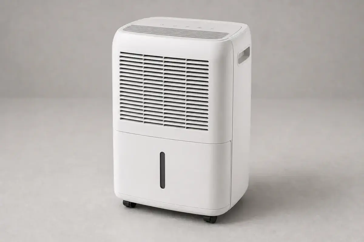 Basement dehumidifier used near a cold wet basement wall