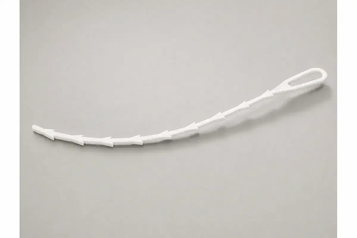 Plastic drain cleaning tool for bathroom sink hair clog