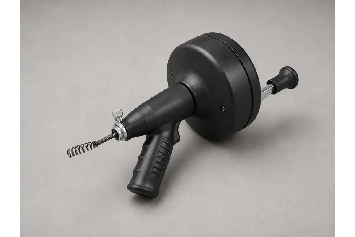 Small hand auger for a bathroom sink wall drain