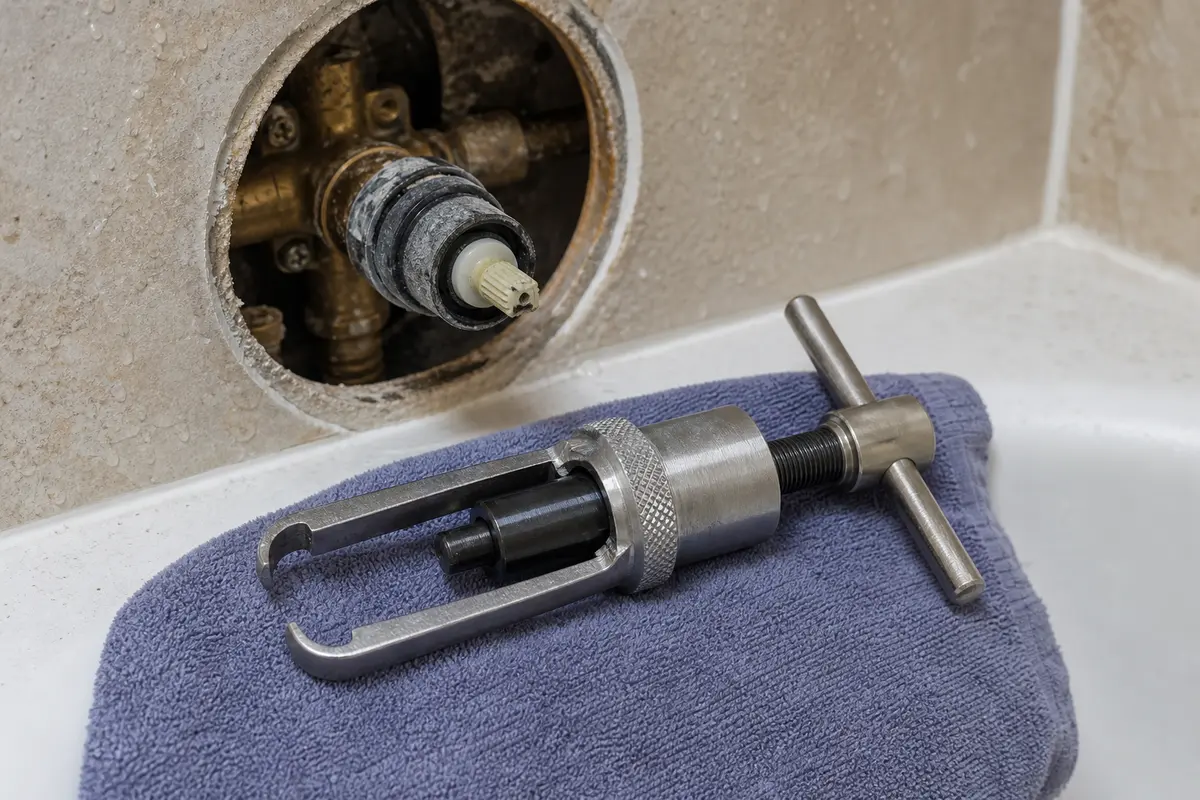 Cartridge puller for bathtub shower valve cartridge