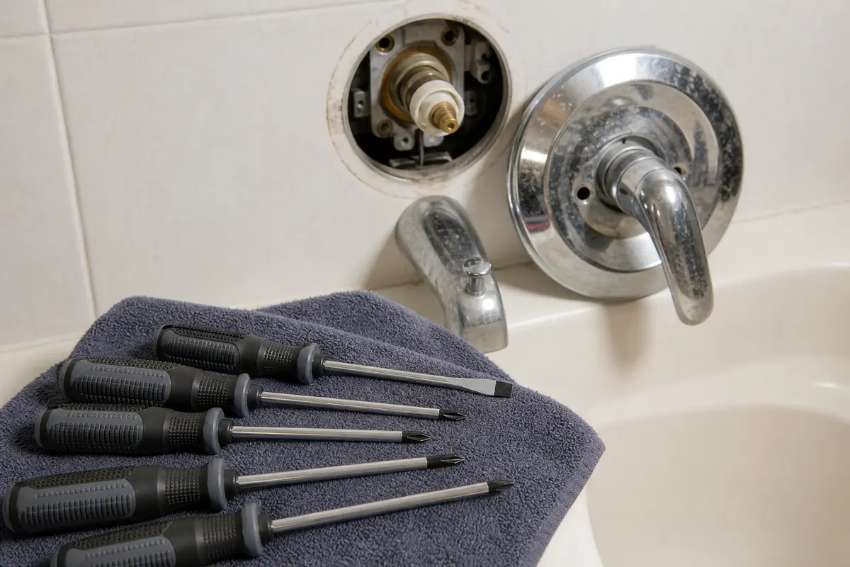 Screwdriver set for bathtub valve trim