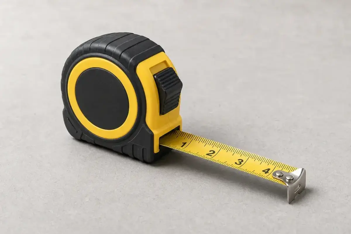 Tape measure for checking bathtub floor gap