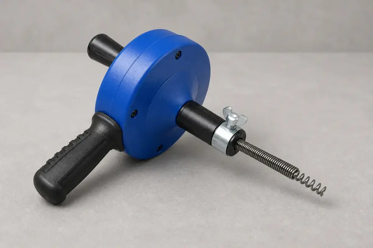 Small hand drain snake for a bathtub drain clog after top cleaning