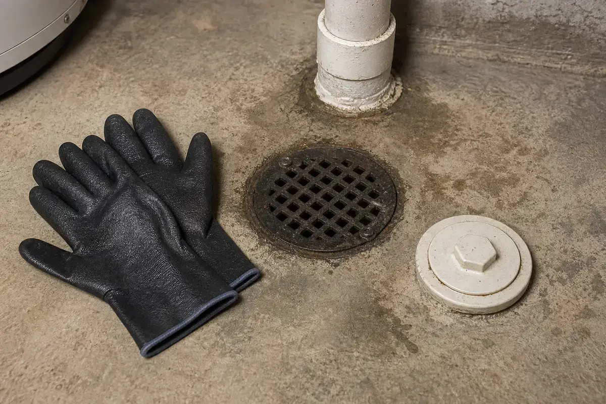 Waterproof work gloves for bathtub drain cleaning