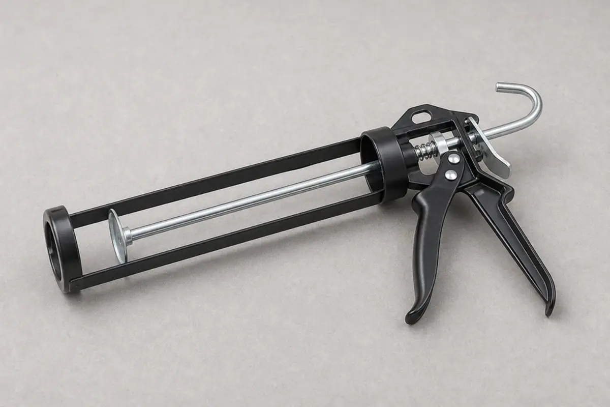 Caulk gun for final bathtub trim sealing
