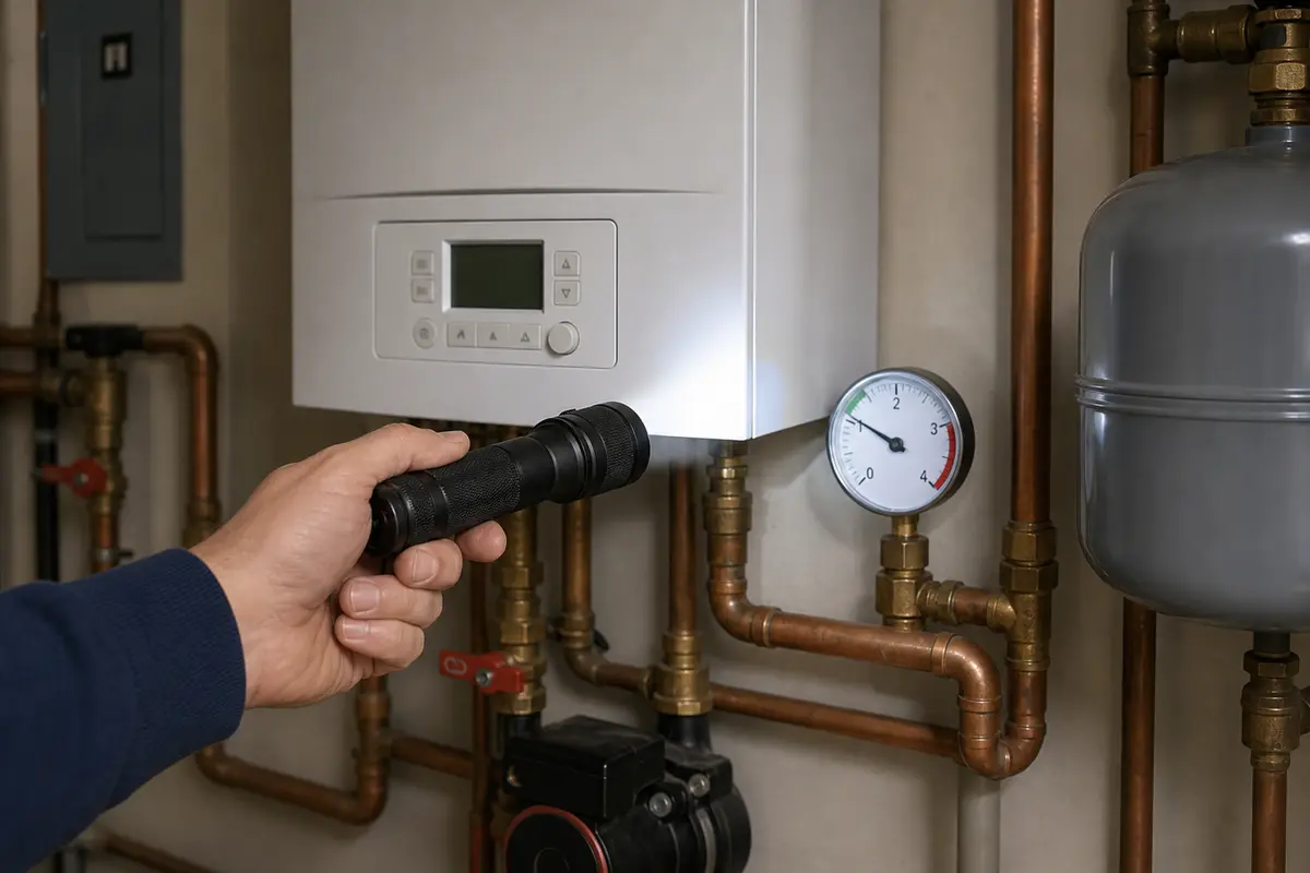 Boiler-room flashlight for reading gauges, displays, and valve positions