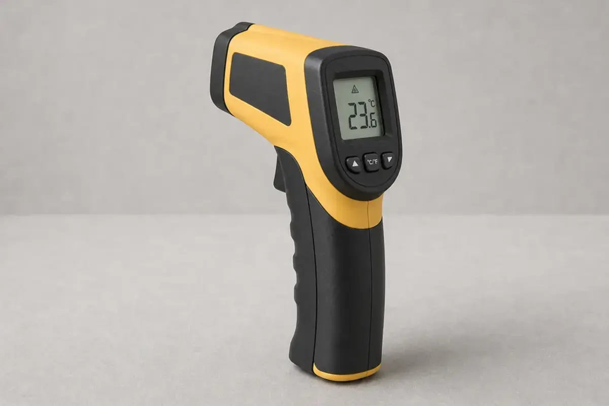 Infrared thermometer for no-contact boiler pipe temperature checks