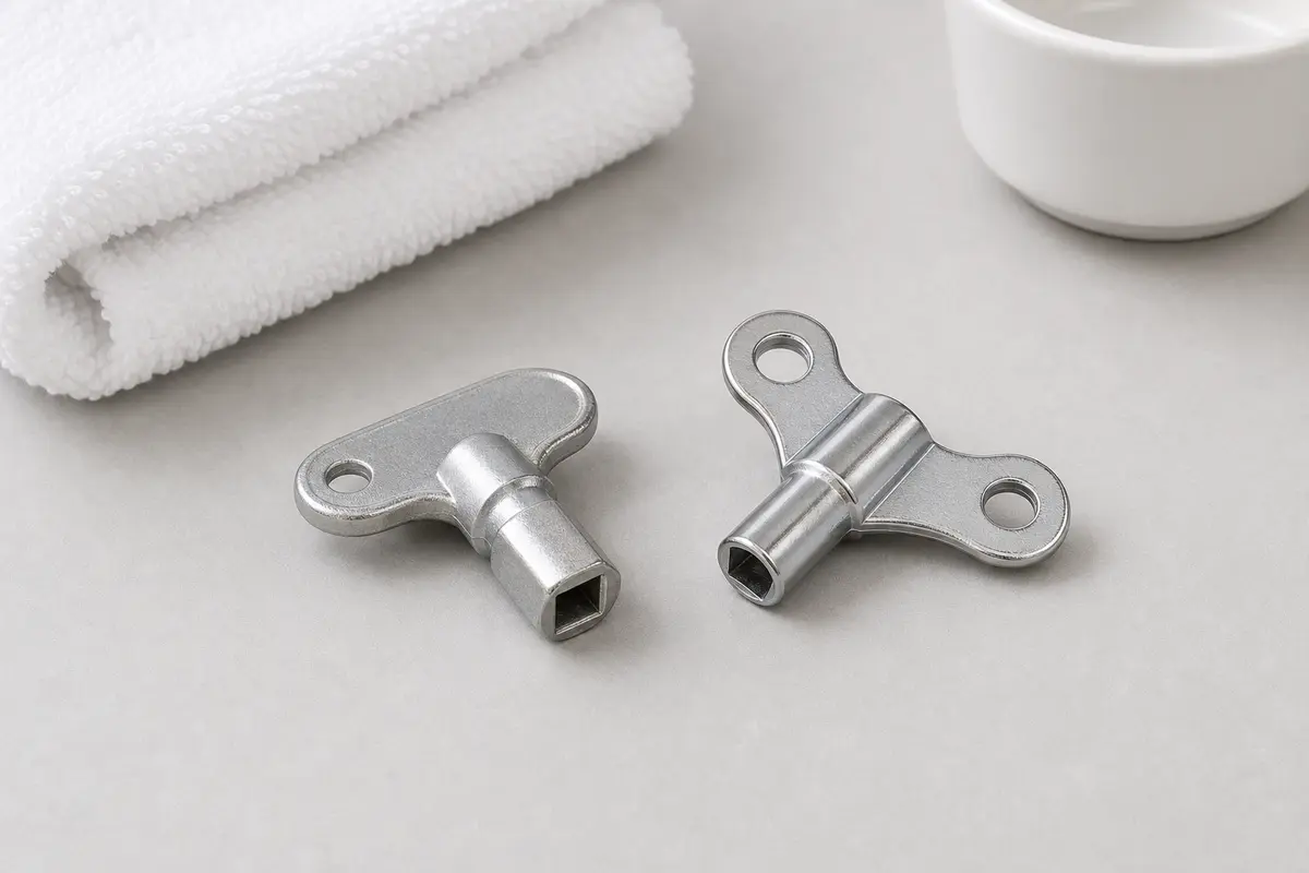 Radiator bleed key for checking air noise in hydronic radiators